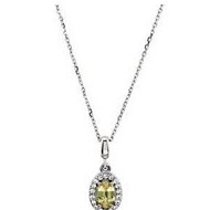 Oval Halo Style Yellow and White Sapphire Pendant