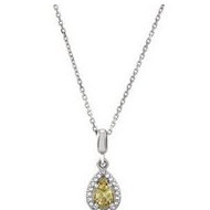 Pear Halo Style Yellow and White Sapphire Pendant