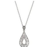Sterling Silver Tear Drop Diamond Pendant