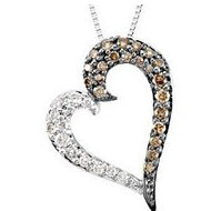 Brown and White Diamond Heart Necklace