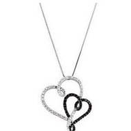 Black and White Diamond Hearts Pendant