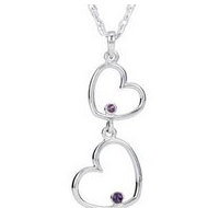 Double Heart Amethyst Pendant