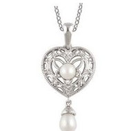 Freshwater Cultured Pearl and Diamond Pendant