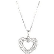 Sterling Silver Heart Diamond Pendant