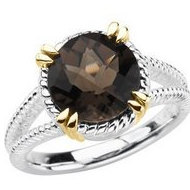 Sterling Silver and 14kt yellow Smoky Quartz Ring