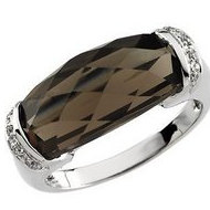 Genuine Smoky Quartz and Diamond Ring