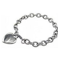 Stainless Steel Rolo Heart Bracelet