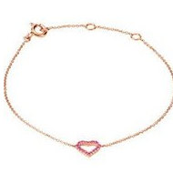 Genuine Pink Sapphire Heart Adjustable Bracelet