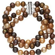 Freshwater Dyed Chocolate Cultured Pearl Triple Strand Bracelet