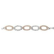 Immersion Plated Stainless Steel Hammered Oval Link Bracelet