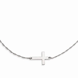 Sterling Silver Large Sideways Cross Necklace