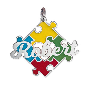 Autism Puzzle Piece Personalized Name Pendant