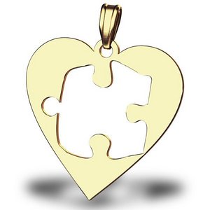 Autism Awareness Heart Cutout Puzzle Piece Pendant