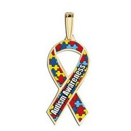 Autism Awareness Ribbon Rainbow Color Charm