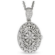 Sterling Silver Oval CZ Locket