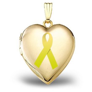 14K Yellow Gold  Childhood Cancer Awareness  Heart Locket