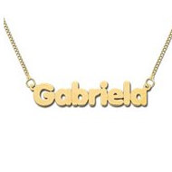 14K Yellow Gold Block Style Horizontal Name Necklace with Box Chain