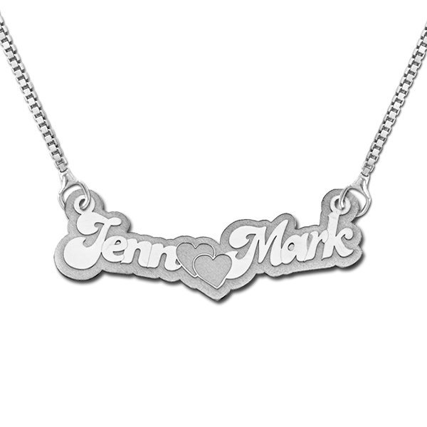 Sterling Silver 2 Names Name Plate with Box Chain 598PG67411