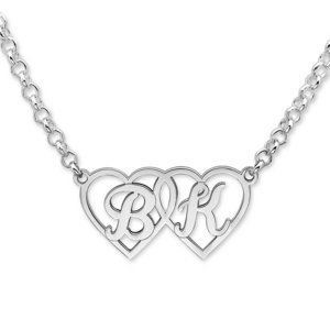 Personalized Interlocking Heart Initial Necklace w  Chain