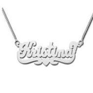 Sterling Silver Script Style Horizontal Name Necklace with Box Chain