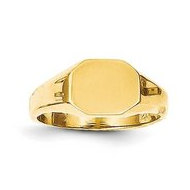14K Gold Boy s Octagon Shaped Engravable Signet Ring