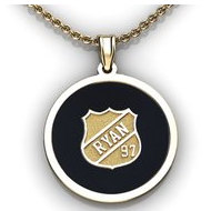 Color Enameled Hockey Pendant with Name Number