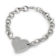 Sterling Silver Engraved Fingerprint Bracelet