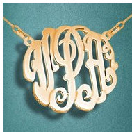 Round Fancy Script Monogram 3 Letter Cut Out Pendant
