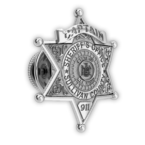 Personalized Sheriff Badge Tie Tack with Number  Rank   Dept 
