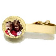 14k Yellow Gold Mens Tie Bar Photo Pendant