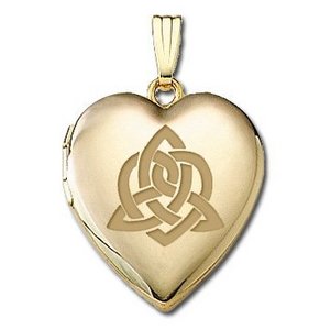 Solid 14K Yellow Gold   Sisters Love   Celtic Heart Locket