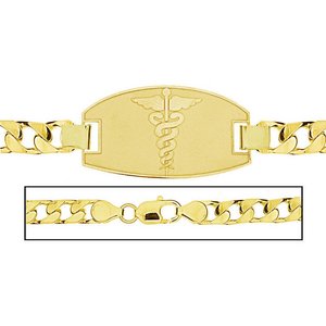 Solid 14K Yellow Gold Men s Curb Link Medical ID Bracelet