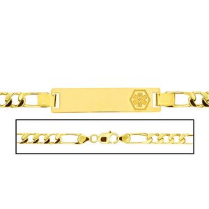 Solid 14K Yellow Gold Men s Figaro Link Medical ID Bracelet