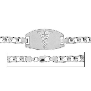 Solid 14K White Gold Women s Curb Link Medical ID Bracelet