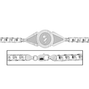 Solid 14K White Gold Children s Curb Link Medical ID Bracelet