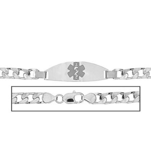 Solid 14K White Gold Children s Curb Link Medical ID Bracelet