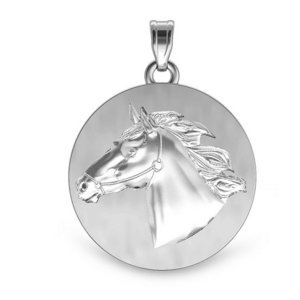 RaceHorse Relief Round Horse Jewelry Pendant or Charm