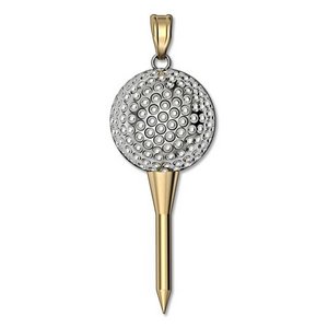 Two Tone Golf Ball on a Tee Golf Jewelry Charm or Pendant