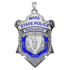Personalized Massachusetts State Police Badge with Rank  Number   Dept 