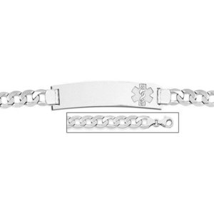 Sterling Silver Medical ID Bracelet w  Curb Chain