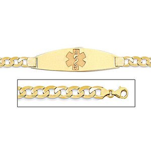 14K Gold Medical ID Bracelet w  Curb Chain