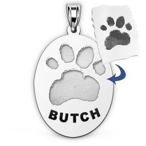 Personalized Oval Paw Print Medal