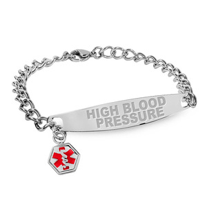 Stainless Steel Women s High Blood Pressure Medical ID Bracelet