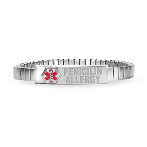 Stainless Steel Penicilin Allergy Women s Medical ID Expansion Bracelet