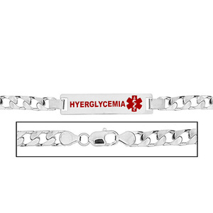 Men s Hyperglycemia Curb Link Medical ID Bracelet
