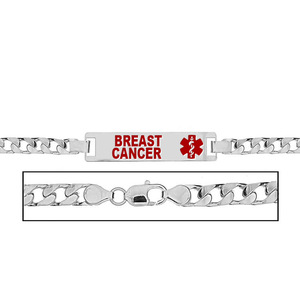 Women s Breast Cancer Curb Link  Medical ID Bracelet