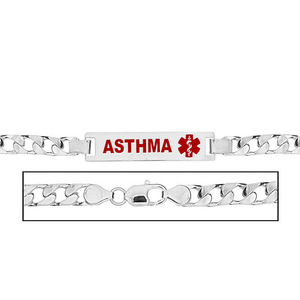 Men s Asthma Curb Link Medical ID Bracelet