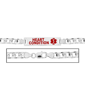 Men s Heart Condition Curb Link Medical ID Bracelet
