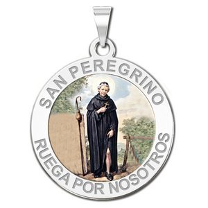 San Peregrino Round Religious Color Medal  EXCLUSIVE 