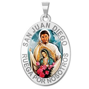San Juan Diego OVAL Color Religious Medal   EXCLUSIVE 